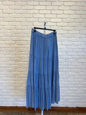 Sundry Blue Tiered Maxi Skirt